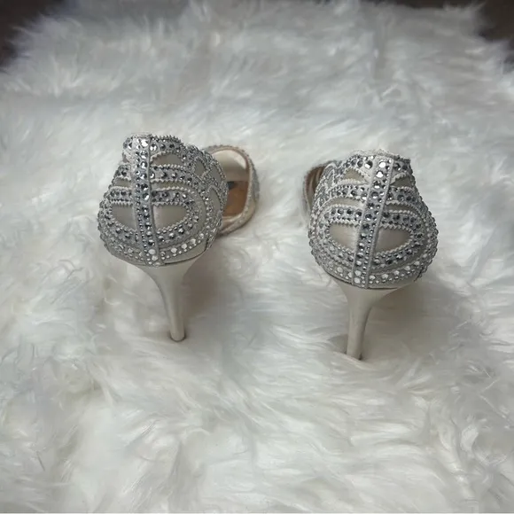 Gold High Heeled Sandals with Rhinestone Detailing