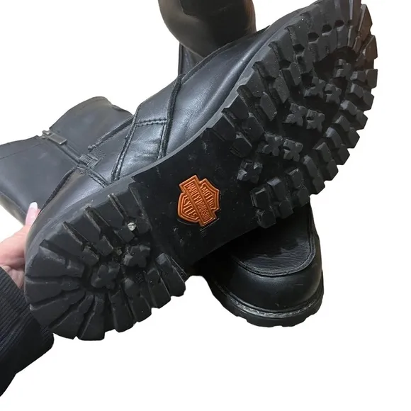 HARLEY-DAVIDSON Leather Street Boots in Classic Black Size 8.5 —Men’s