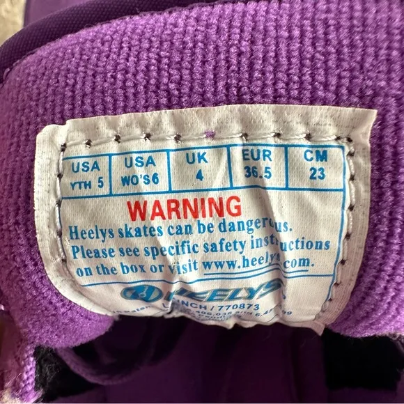 Heelys Wheeled Sneakers Purple Youth 5 Women 6 Skate Shoes NEW Includes Key Y2K