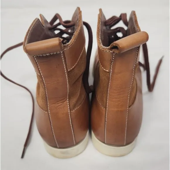 Helm Men's Sz. 38.5 Brown Leather &amp; Suede Dash Sneaker Lace Up Boots