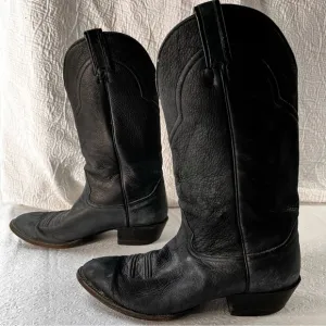 Hondo Vintage Black Cowboy Boots Mens 9.5D Classic Western Soft Pebbled Leather