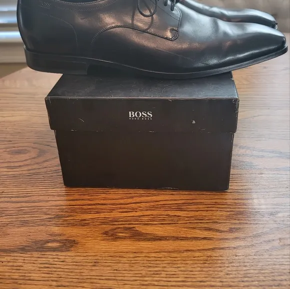 Hugo Boss Black Genuine Leather Lace Ups Dress Oxford Shoes Size 13