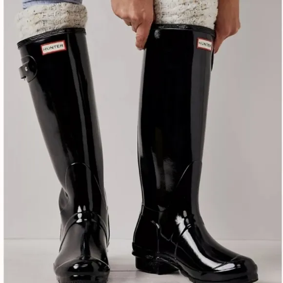 Hunter Classic Rainboot Womens 7 Black Boots 16&quot; high