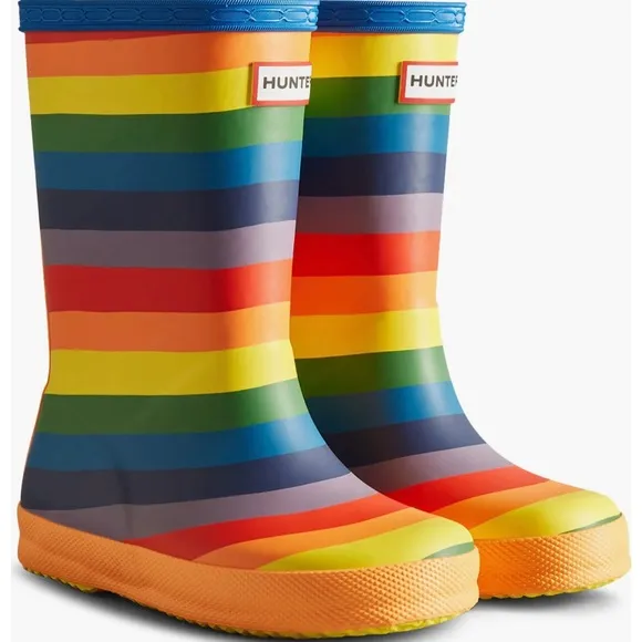Hunter Classic Waterproof Rain Boots, Kids, Rainbow, New