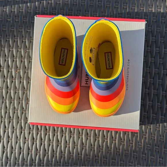 Hunter Classic Waterproof Rain Boots, Kids, Rainbow, New