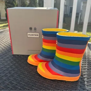 Hunter Classic Waterproof Rain Boots, Kids, Rainbow, New