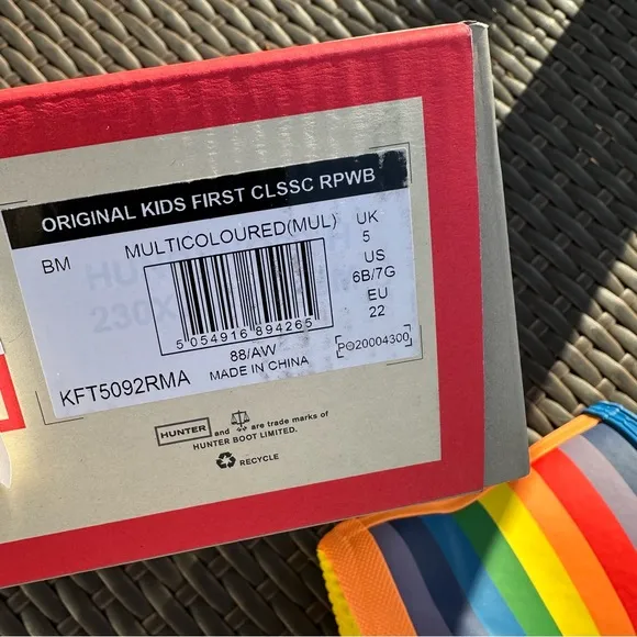 Hunter Classic Waterproof Rain Boots, Kids, Rainbow, New