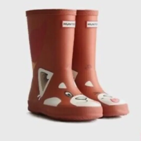 Hunter Kids First Classic Panda Wellington Boots Red Panda Face