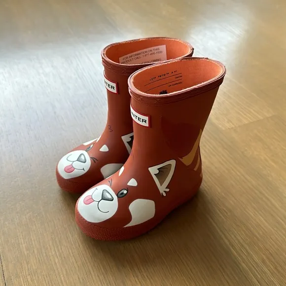 Hunter Kids First Classic Panda Wellington Boots Red Panda Face