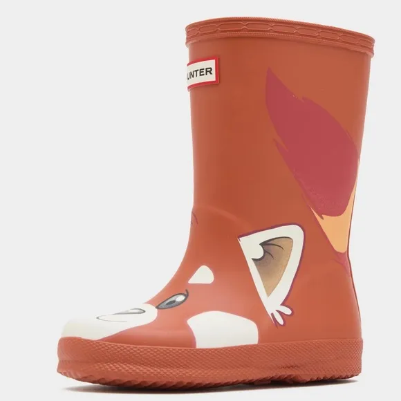 Hunter Kids First Classic Panda Wellington Boots Red Panda Face
