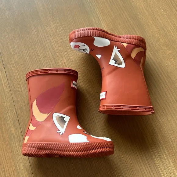 Hunter Kids First Classic Panda Wellington Boots Red Panda Face