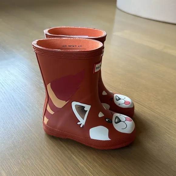 Hunter Kids First Classic Panda Wellington Boots Red Panda Face