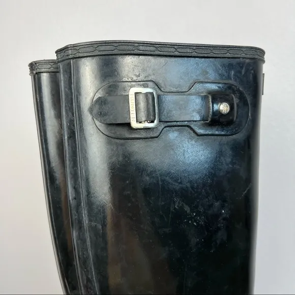 Hunter Tall Black Gloss Boots &quot;Nebula&quot; - Size 8