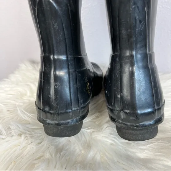 Hunter Tall Black Gloss Boots &quot;Nebula&quot; - Size 8