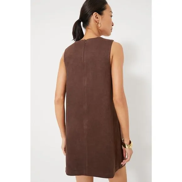 Hyacinth House Chocolate brown Faux Suede Billie Mini Dress sleeveless sz large