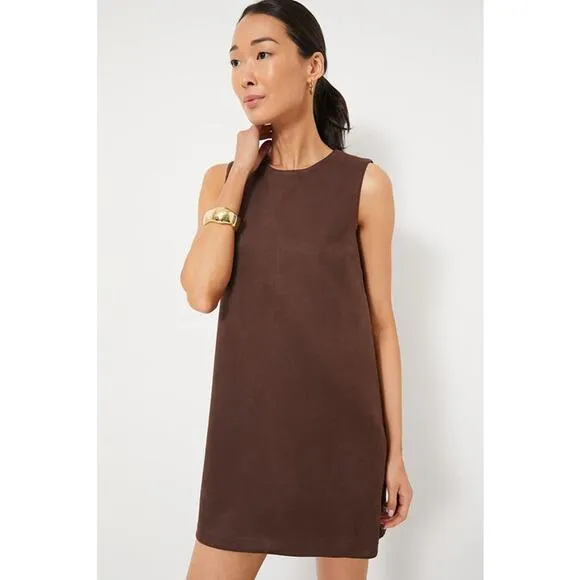 Hyacinth House Chocolate brown Faux Suede Billie Mini Dress sleeveless sz large