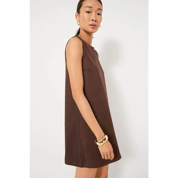 Hyacinth House Chocolate brown Faux Suede Billie Mini Dress sleeveless sz large