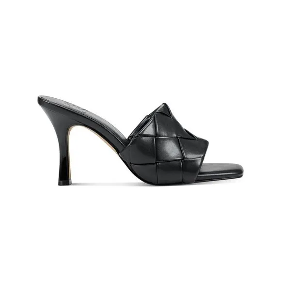INC Womens Black Woven Liah Square Toe Stiletto Slip On Dress Sandals 11 M