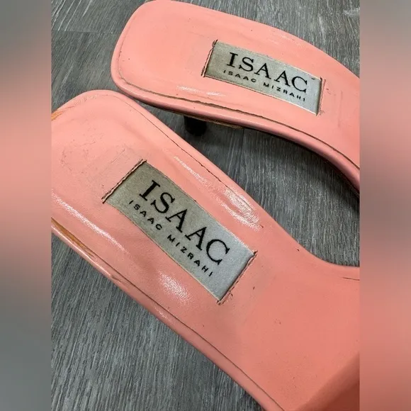 Isaac Mizrahi Floral Appliqué Spring Wicker Weave Pink Peach Sandals Size 6