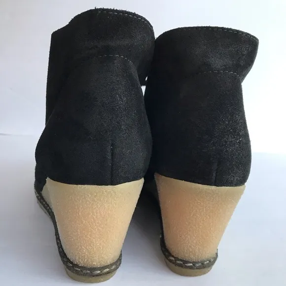 J. Crew black suede leather wedge heel laced chukka booties