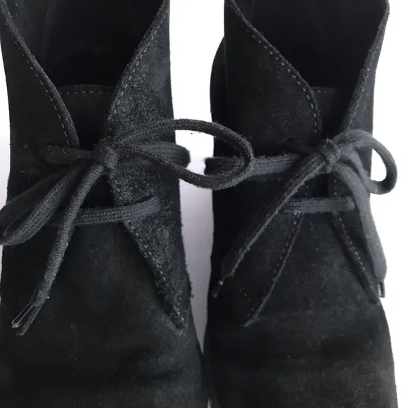 J. Crew black suede leather wedge heel laced chukka booties