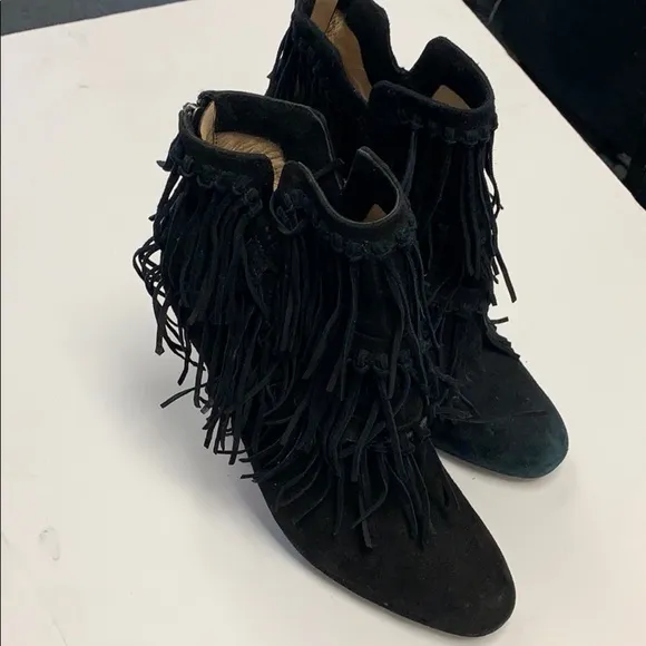 Jean Michel Cazabat fringe suede heeled boots