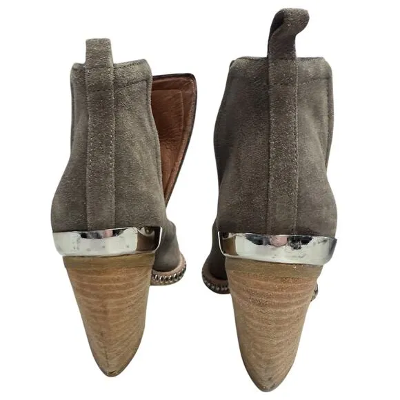Jeffrey Campbell Optimum Tan Suede Stud Cutout Ankle Western  Boots Size 7.5