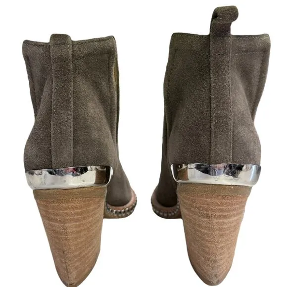 Jeffrey Campbell Optimum Tan Suede Stud Cutout Ankle Western  Boots Size 7.5