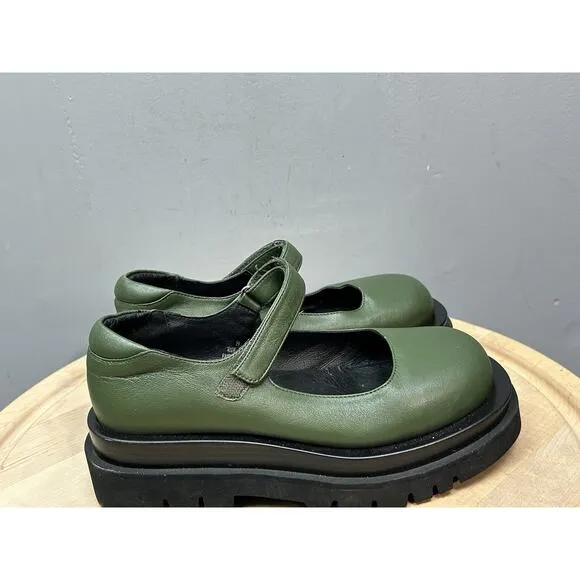 Jeffrey Campbell Piper Free People Mary Jane Platform Shoes Women size 8.5 Green