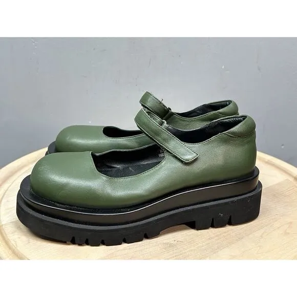 Jeffrey Campbell Piper Free People Mary Jane Platform Shoes Women size 8.5 Green