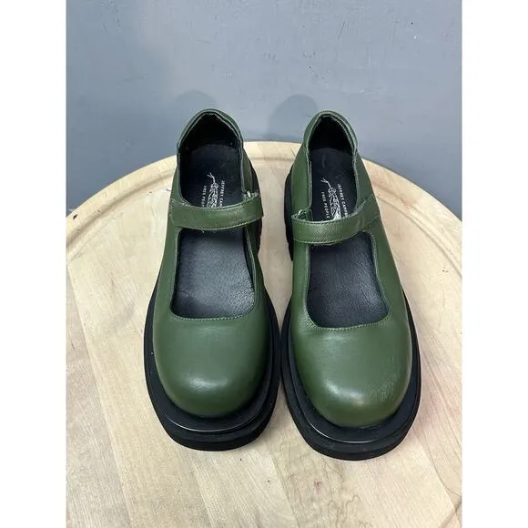 Jeffrey Campbell Piper Free People Mary Jane Platform Shoes Women size 8.5 Green