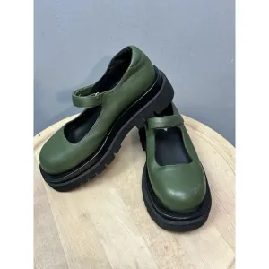 Jeffrey Campbell Piper Free People Mary Jane Platform Shoes Women size 8.5 Green