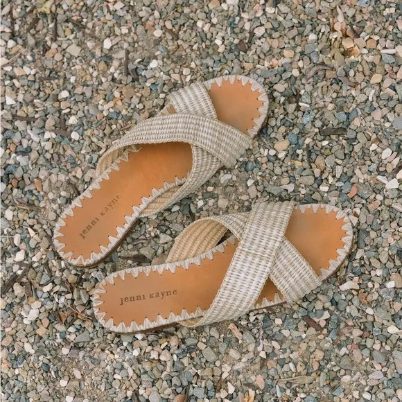 Jenni Kayne Raffia Crossover Woven Sandals Size EU 40 in tan