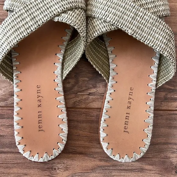 Jenni Kayne Raffia Crossover Woven Sandals Size EU 40 in tan
