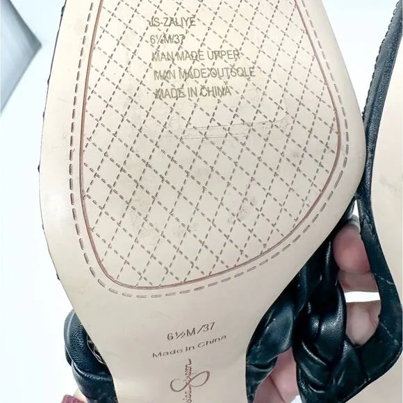 Jessica Simpson Women’s Black Zaliye Puff Braided Thong Heel Sandals, NEW, 6.5