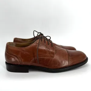 Johnston &amp; Murphy Dress Shoes Mens 10 Brown Oxford Brogue Cap Toe