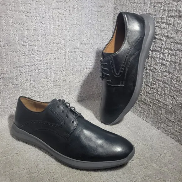 Johnston &amp; Murphy Hennings Men's Size 11M Black Full Grain Leather Oxford Shoes