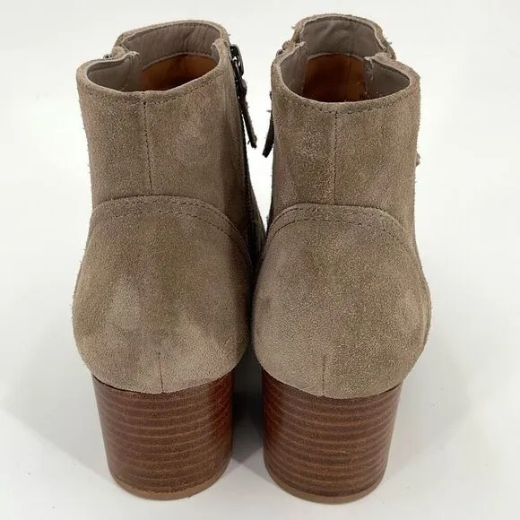 Johnston &amp; Murphy Trista Double Zip Suede Leather Ankle Boots Taupe Women 8M