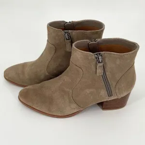 Johnston &amp; Murphy Trista Double Zip Suede Leather Ankle Boots Taupe Women 8M