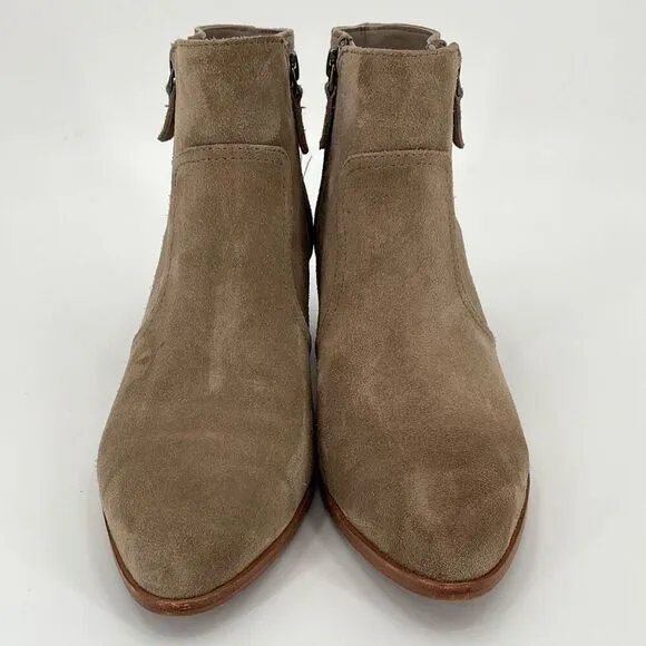 Johnston &amp; Murphy Trista Double Zip Suede Leather Ankle Boots Taupe Women 8M