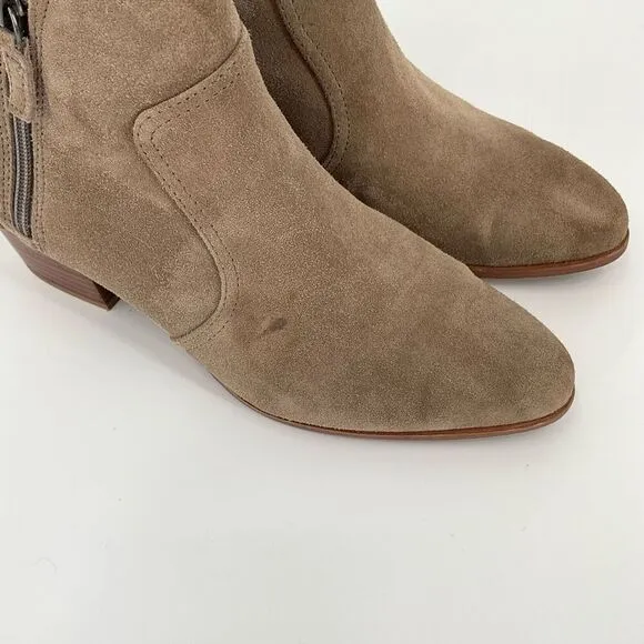 Johnston &amp; Murphy Trista Double Zip Suede Leather Ankle Boots Taupe Women 8M