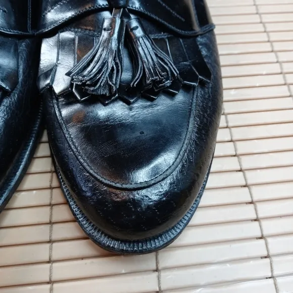 Johnston Murphy Domani Black Leather kiltie tassel Loafer made in Italy …