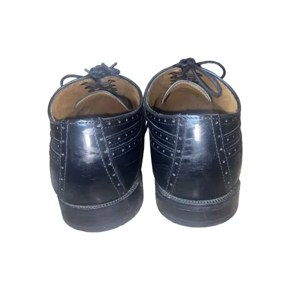 Johnston&amp;Murphy Sheepskin Black Leather Lace Up Dress Men's Shoes Size 10D