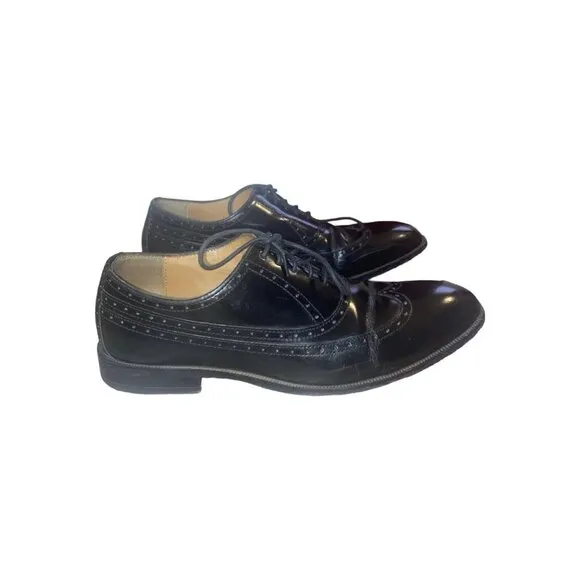 Johnston&amp;Murphy Sheepskin Black Leather Lace Up Dress Men's Shoes Size 10D