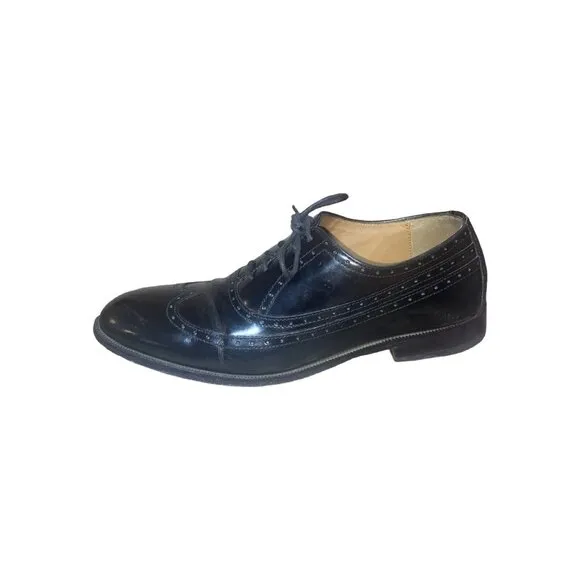 Johnston&amp;Murphy Sheepskin Black Leather Lace Up Dress Men's Shoes Size 10D