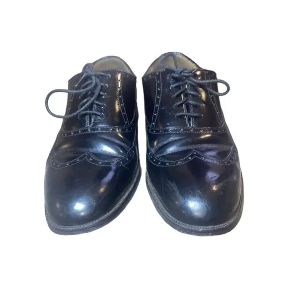 Johnston&amp;Murphy Sheepskin Black Leather Lace Up Dress Men's Shoes Size 10D
