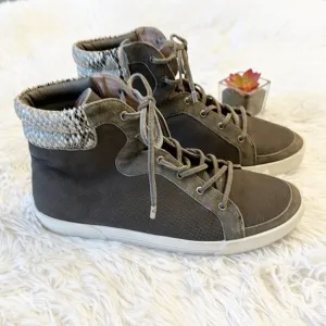 Joie Devon Snake print lace up high top sneakers platform shoes women size 38 8