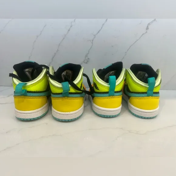 Jordan 1 Mid Se Baby Boys Shoes Size 5C &amp; 7C Color: Volt/Yellow/Black/Teal