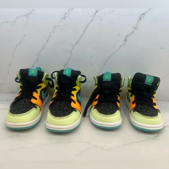 Jordan 1 Mid Se Baby Boys Shoes Size 5C &amp; 7C Color: Volt/Yellow/Black/Teal