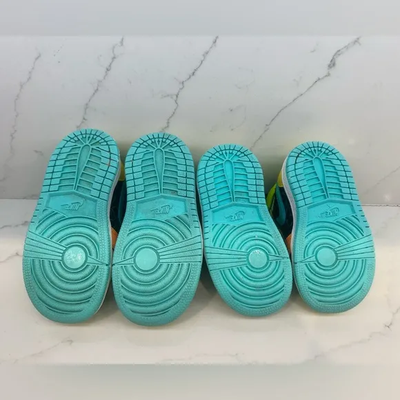 Jordan 1 Mid Se Baby Boys Shoes Size 5C &amp; 7C Color: Volt/Yellow/Black/Teal